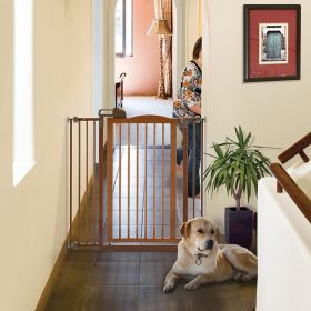 Tall One-Touch Gate II in Brown  – Elegant & Secure Pet Barrier