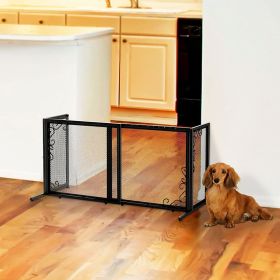 Richell Small Freestanding Metal Mesh Pet Gate – Black | Compact & Stylish Pet Barrier