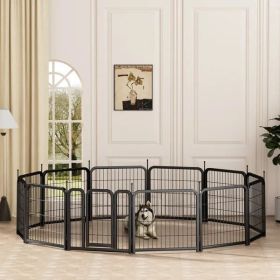 12-Panel Portable Dog Playpen – 24" Black Pet Exercise Fence for Small Dogs, Puppies & Small Animals