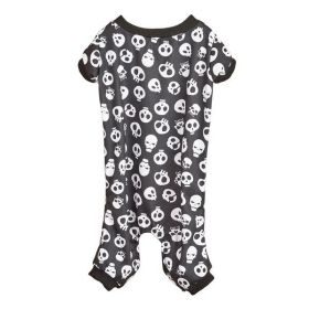 Pet Dog Halloween Cosplay Skeleton Pattern Four-Legged Costume – Large, Black and White Skull
