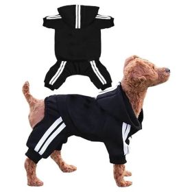 Striped Dog Hoodie and Sweatpants Set – Casual Black Outfit for Medium Dogs (Medium)