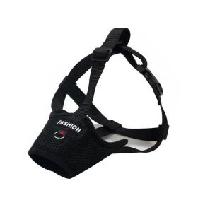 Breathable Soft Nylon Dog Muzzle – Adjustable Anti-Bite and Bark Control, Black, Size M