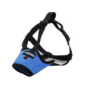 Breathable Soft Nylon Dog Muzzle – Adjustable Anti-Bite and Bark Control, Blue, Size M