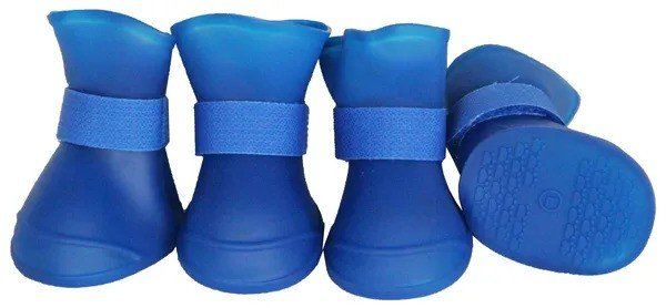 Elastic Protective Dog Shoes – All-Terrain Rubber Grip Booties, Blue, Size Small
