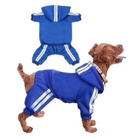 Striped Dog Hoodie and Sweatpants Set – Casual Blue Outfit for Extra Large Dogs (XXL)