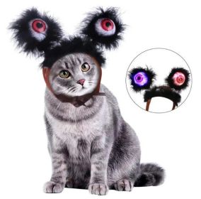 Flashing Eyeball Halloween Headband for Pets – Light-Up Costume Accessory for Dogs & Cats