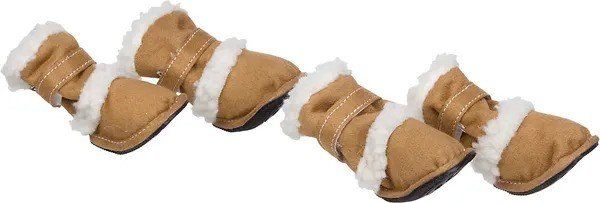 Shearling "Duggz" Pet Shoes – Cozy Protective Dog Boots, Tan, Size L (Set of 4)