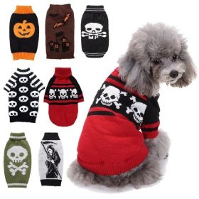 SkullSpook Knit Dog Sweater – Green Halloween Pullover, XL