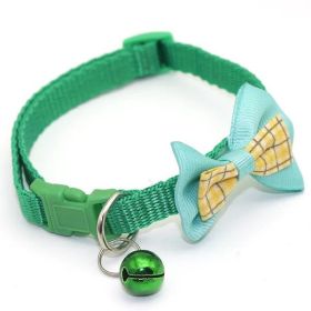 Bowknot Cat Collar – Green, Medium, with Bell & Buckle