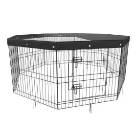 VEVOR Dog Playpen – 8-Panel Foldable Metal Pet Exercise Pen with Top Cover, 24" H
