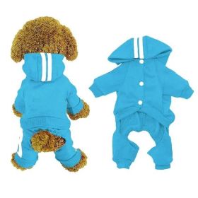 Striped Dog Hoodie and Sweatpants Set – Casual Light Blue Outfit for Large Dogs (XL)