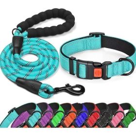 No Pull Adjustable Nylon Dog Harness and Leash Set – Lake Blue, Size M