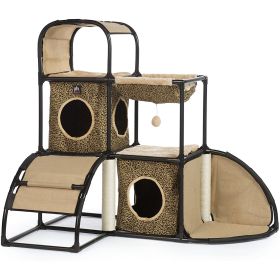 Prevue Pet Products Catville Townhome – Leopard Print | Stylish Multi-Level Cat Haven