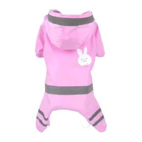 Pink Full-Coverage Waterproof Dog Raincoat – 4-Leg All-In-One Suit (Large)