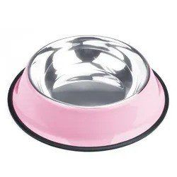 72oz Pink Stainless Steel Dog Bowl – Large Durable Non-Slip Pet Feeding Dish