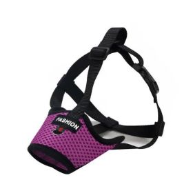 Breathable Soft Nylon Dog Muzzle – Adjustable Anti-Bite and Bark Control, Purple, Size Large