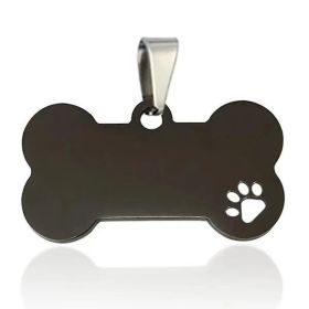 Stainless Steel Bone-Shaped Pendant for Cat Collars – Black, Large