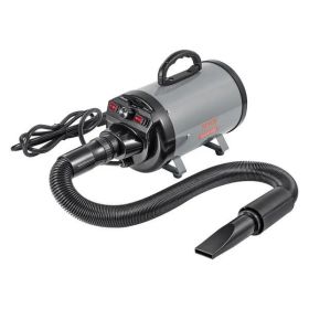 VEVOR 2800W Dog Dryer – 4.3HP Pet Blow Dryer with Adjustable Speed & Temperature Control, Extendable Hose & 4 Nozzles, Grey & Black