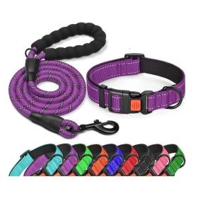 No Pull Adjustable Nylon Dog Harness and Leash Set – Purple, Size XS