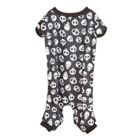 Pet Dog Halloween Cosplay Skeleton Pattern Four-Legged Costume – Black & White Skull, X-Small