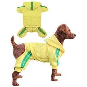 Striped Dog Hoodie and Sweatpants Set – Casual Yellow Outfit for Medium Dogs (Medium)