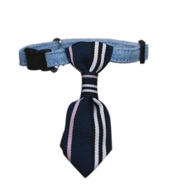 GentlePaws™ Adjustable Striped Neck Tie Collar – Deep Blue Formal Wear for Dogs & Cats (6–11")
