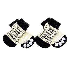 4PCS White Shoe-Pattern Knitted Pet Socks | Cute & Cozy Paw Protection for Indoor Wear