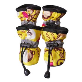 4PCS Yellow Waterproof Dog Shoes | Cute & Protective Rain Booties for Pets – Size 4#