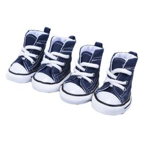 4PCS Blue Canvas Dog Shoes / Casual & Comfortable Pet Boots – Size 5#