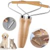 Pet Hair Remover Brush / Wooden Handle Fur Removal for Clothes & Blankets