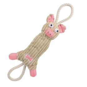 SnuggleSnout™ Plush Pig Dog Toy – Durable Jute & Rope Pet Toy for Tug & Chew