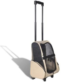 PawPorter™ Foldable Pet Trolley – Rolling Travel Carrier in Beige
