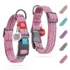 EcoReflect™ Adjustable Cotton Dog Collar – Reflective & Eco-Friendly (Pink, 10–16” Neck)