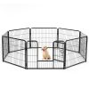Dog Playpen with Door | 8-Panel Indoor & Outdoor Fence for Small Pets (24" Tall, Black)