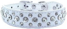 GlamPup™ XL Rhinestone Dog Collar – White PU Leather Crystal Bling (21" / 51cm)