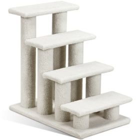 24" 4-Step Pet Stairs & Scratching Post | Carpeted Ladder & Cat Tree Climbe