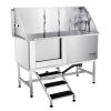 VEVOR 62" Stainless Steel Dog Bathing Station | Professional Grooming Tub with Stairs & Faucet