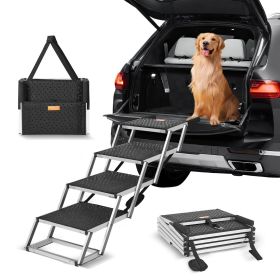 VEVOR 4-Step Folding Dog Stairs | Lightweight Aluminum Pet Ramp for Car