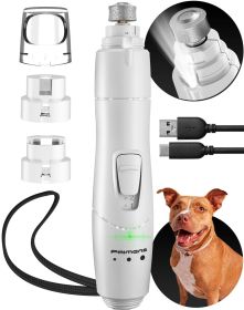 White Dog Nail Grinder with LED Light | Rechargeable & Quiet for Stress-Free Grooming