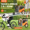 VEVOR 2-in-1 Dog Bike Trailer & Pet Stroller – Easy-Folding Carrier with Quick Release Wheels (66 lbs Capacity)