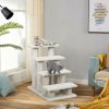 24" 4-Step Pet Stairs & Scratching Post | Carpeted Ladder & Cat Tree Climbe
