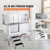 VEVOR 62" Stainless Steel Dog Bathing Station | Professional Grooming Tub with Stairs & Faucet
