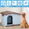 PawHaven™ 34" Large Plastic Dog House – Liftable Roof, Adjustable Window & Detachable Base