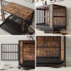 Dog Crate Furniture | 38.9" Wooden Dog Crate Table with Sliding Doors & Iron Frame