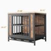 Wooden Dog Crate Furniture Table – 27.5" Kennel with Sliding Doors & Iron Frame