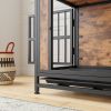 Wooden Dog Crate Furniture Table – 27.5" Kennel with Sliding Doors & Iron Frame