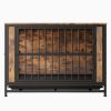 Dog Crate Furniture | 38.9" Wooden Dog Crate Table with Sliding Doors & Iron Frame