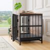 Wooden Dog Crate Furniture Table – 27.5" Kennel with Sliding Doors & Iron Frame