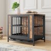 Wooden Dog Crate Furniture Table – 27.5" Kennel with Sliding Doors & Iron Frame