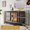Dog Crate Furniture | 38.9" Wooden Dog Crate Table with Sliding Doors & Iron Frame